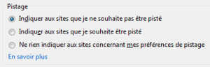 Option "Do not track" de Firefox (onglet "Vie privée")