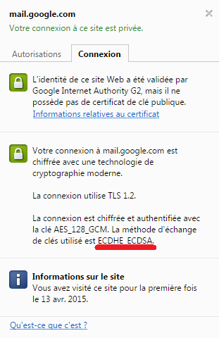 Certificat SSL de Gmail.